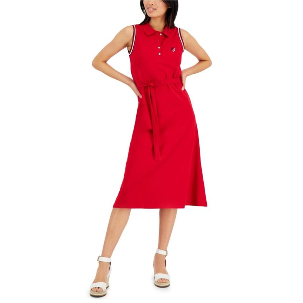 Tommy Hilfiger Womens Flare Polo Dress, Red, XS, MP